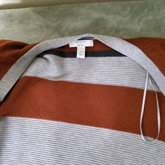 Cara Sanatana x Nine West Women's Balloon Sleeves Sweater Cardigan Brown/Gray M - Picture 10 of 13